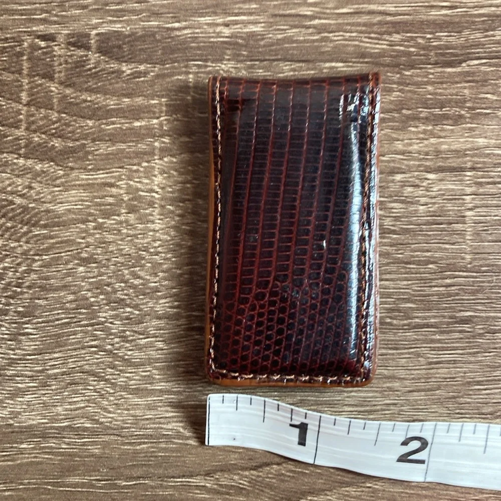 EUC Mens Genuine Lizard Magnetic Brown Money Clip
